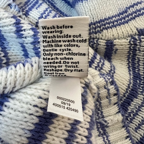 Nine West - Heavyweight Knit Blue & White Funnel Neck Sweater | S NWT - Picture 6 of 9